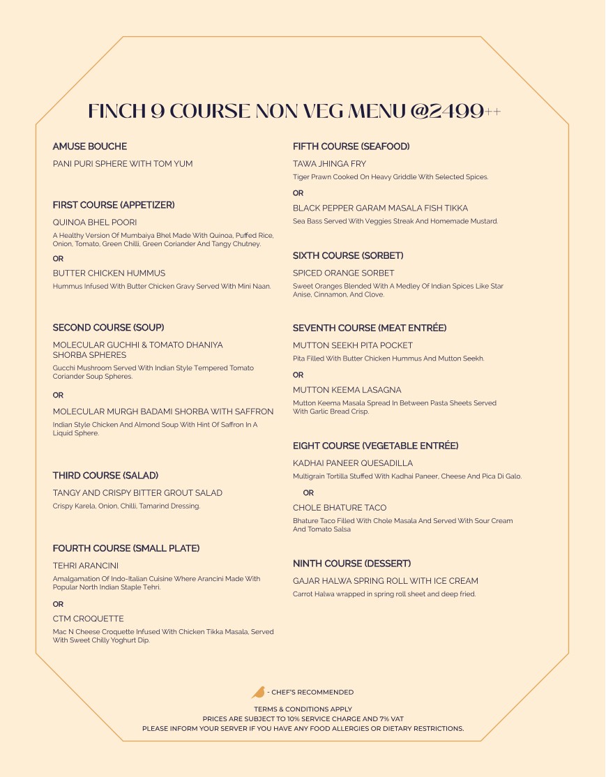 Finch Bangkok menu 1