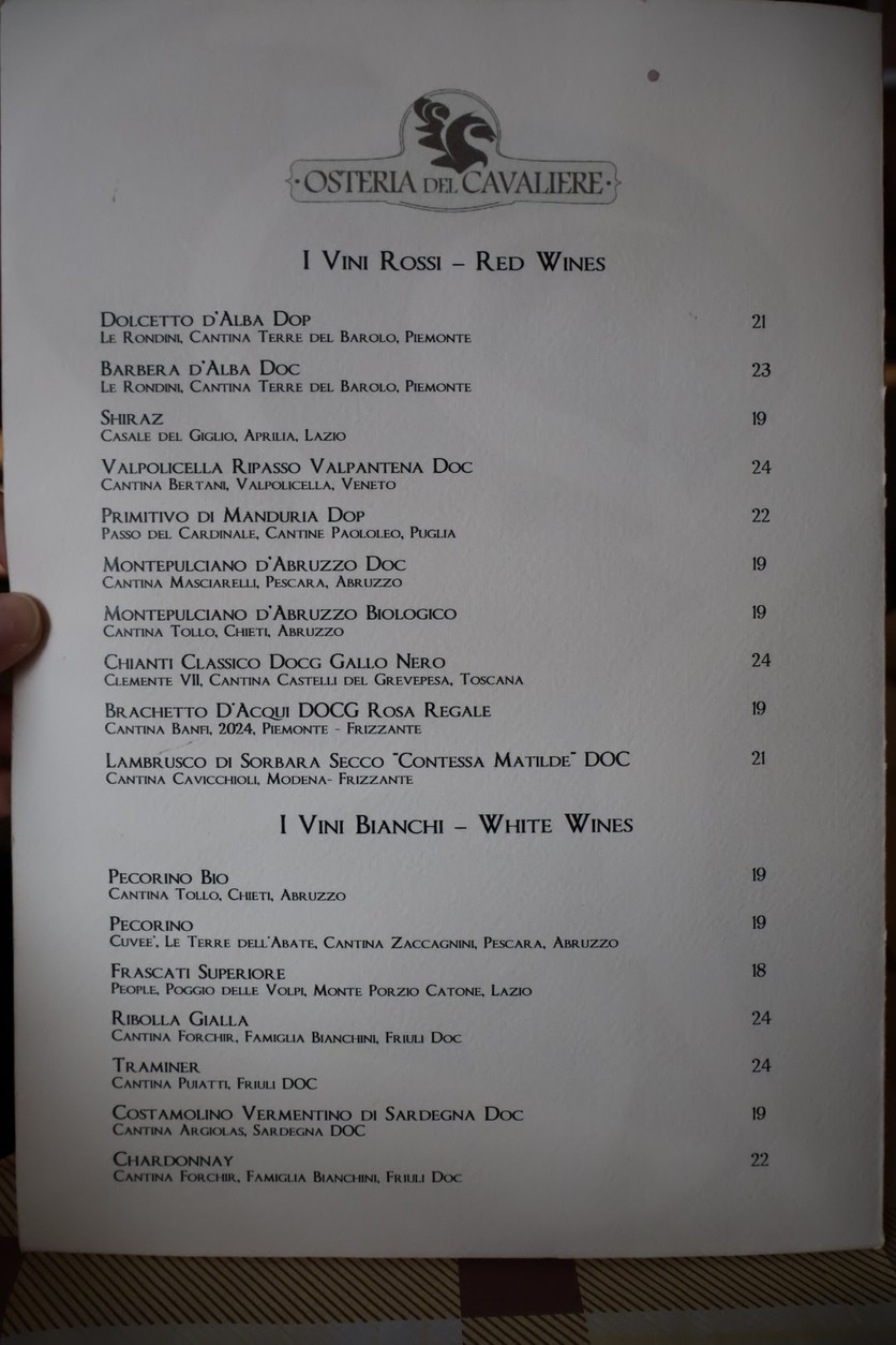 Osteria del Cavaliere menu 3
