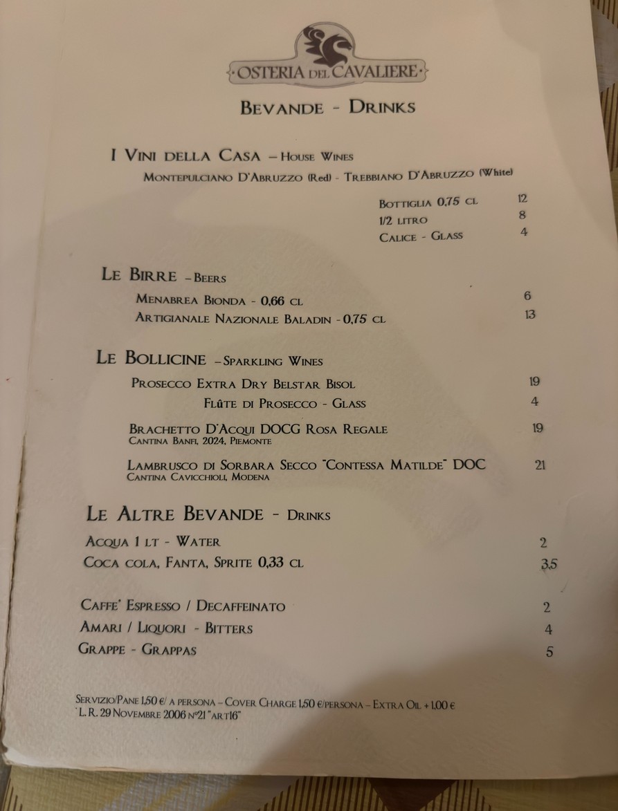 Osteria del Cavaliere menu 4