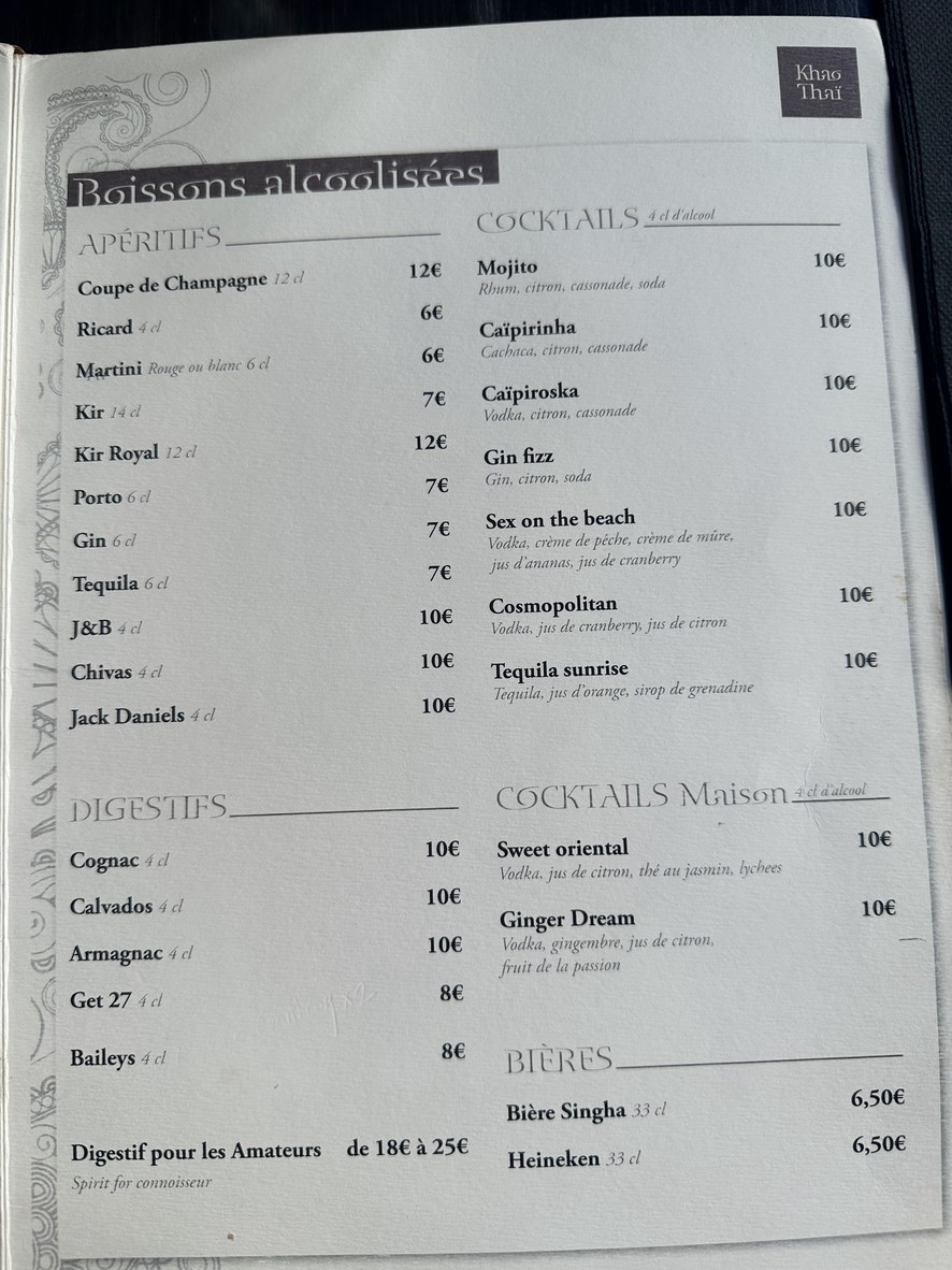 Khao Thai Sévigné menu 3