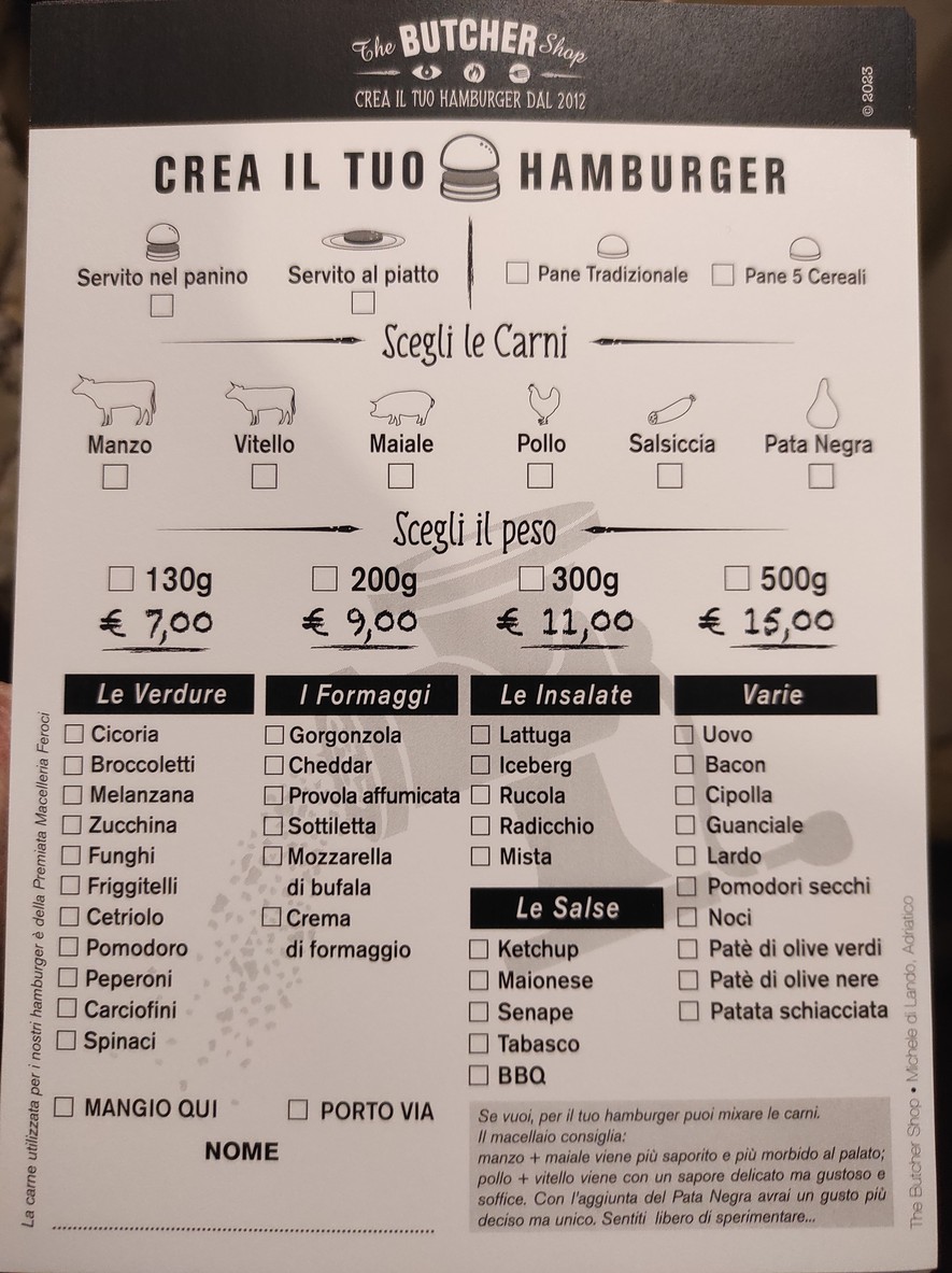 The Butcher Shop menu 1