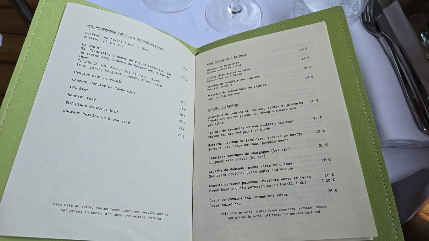 Le Chalet des Îles menu 2