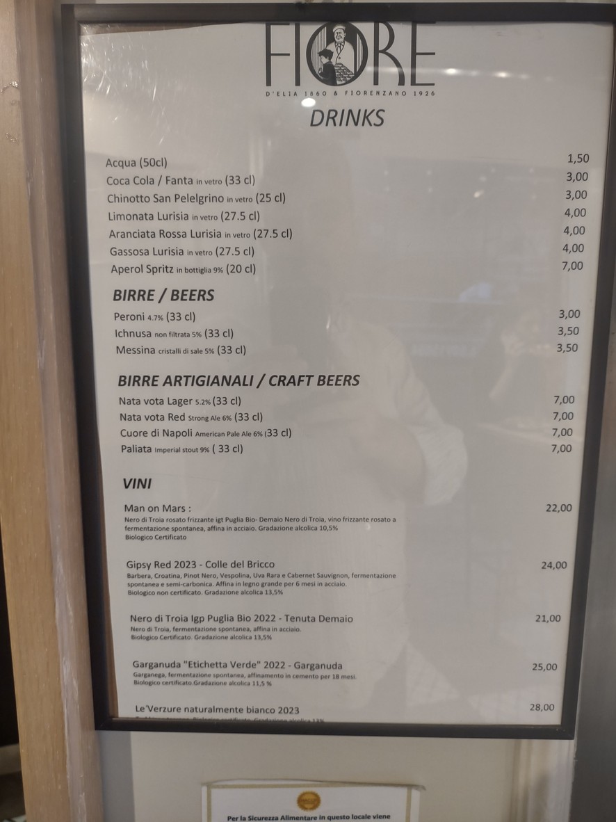 FIORE menu 2