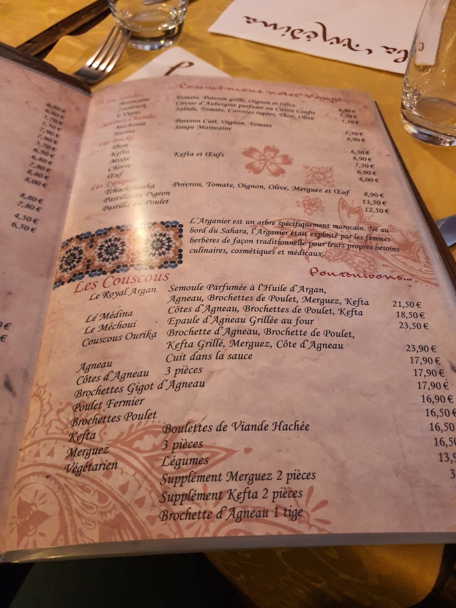 La Médina menu 1