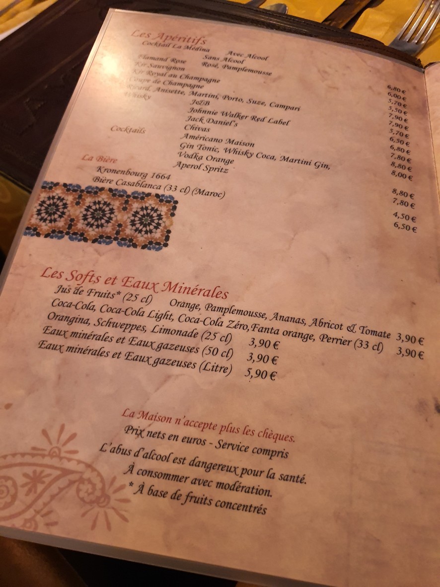 La Médina menu 2