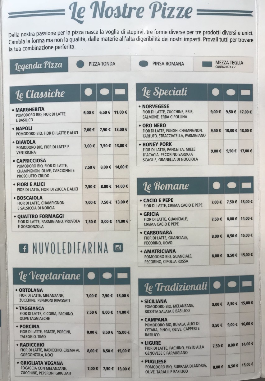 Nuvole di farina menu 3