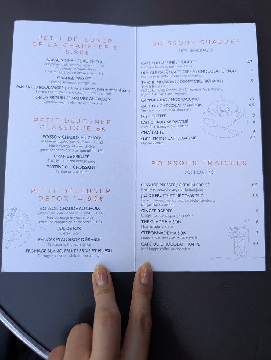 La Chaufferie menu 1