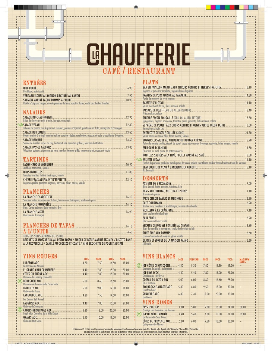 La Chaufferie menu 2