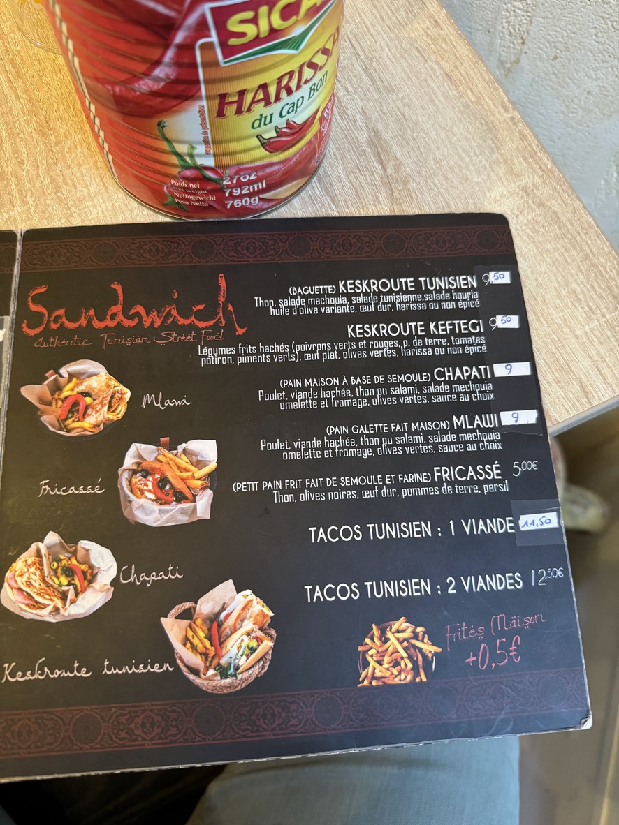 Tunisian Canteen menu 2