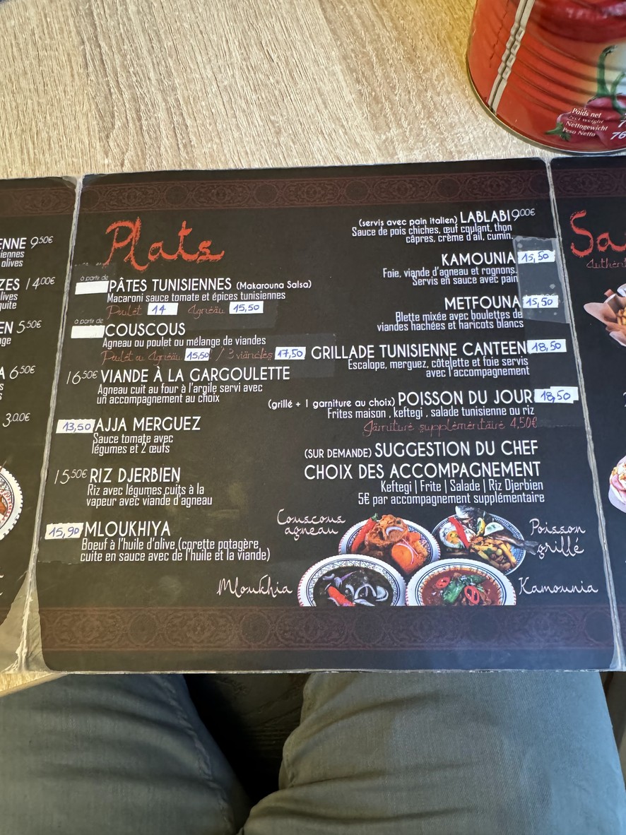Tunisian Canteen menu 3