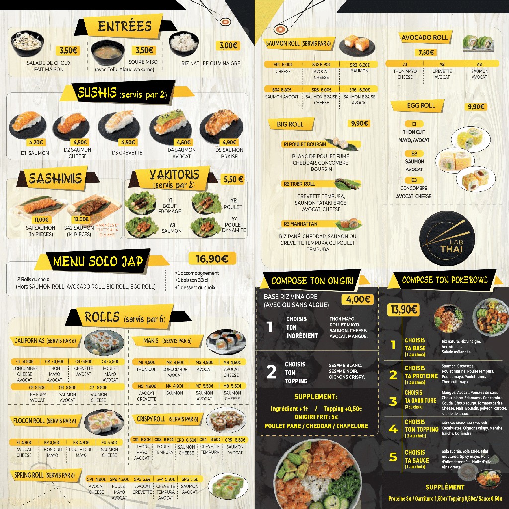 Lab thai Le Bourget menu 2