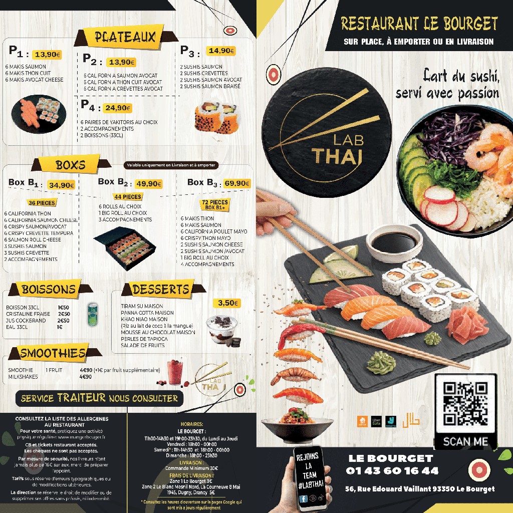 Lab thai Le Bourget menu 3
