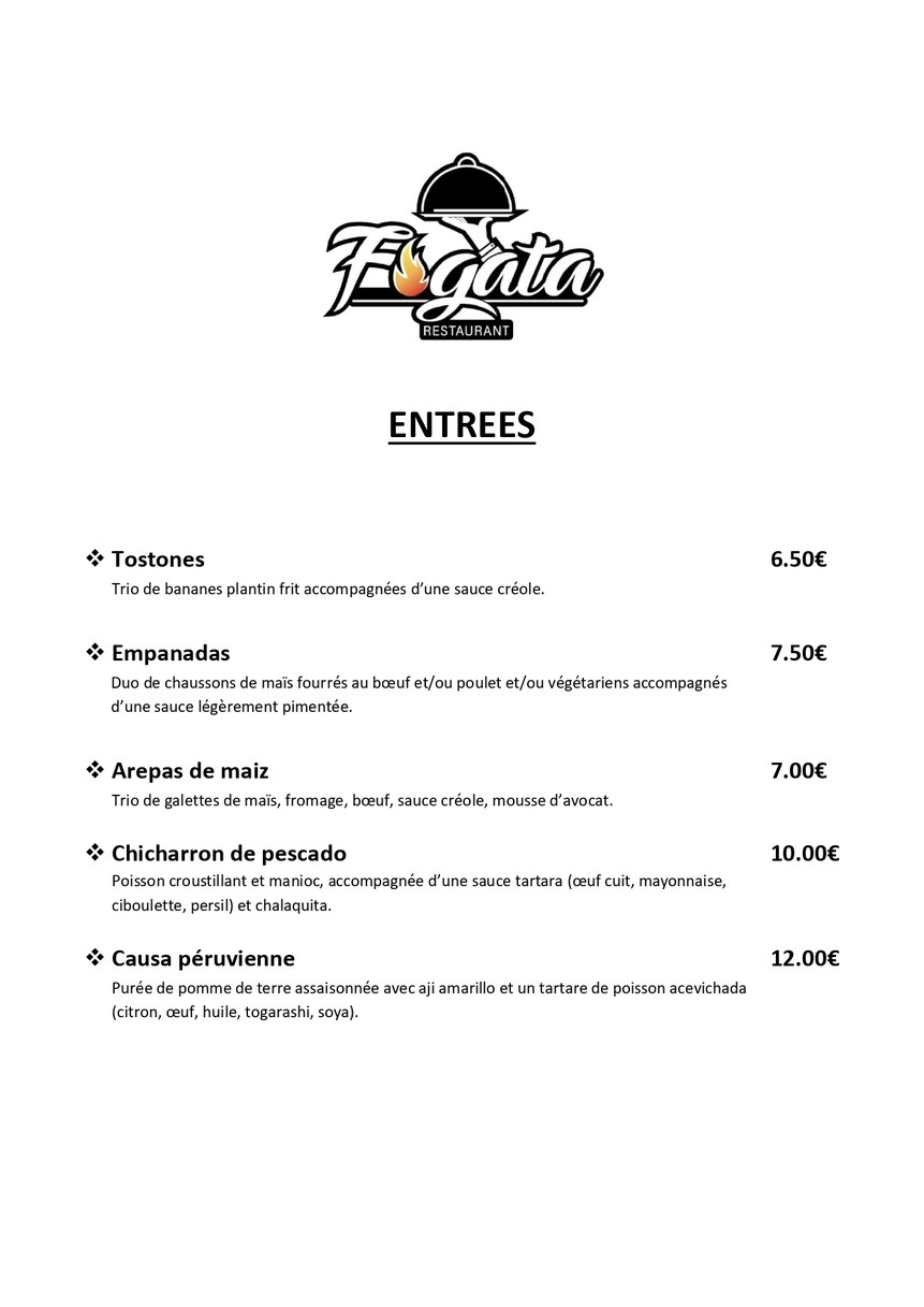 Fogata Latina menu 1