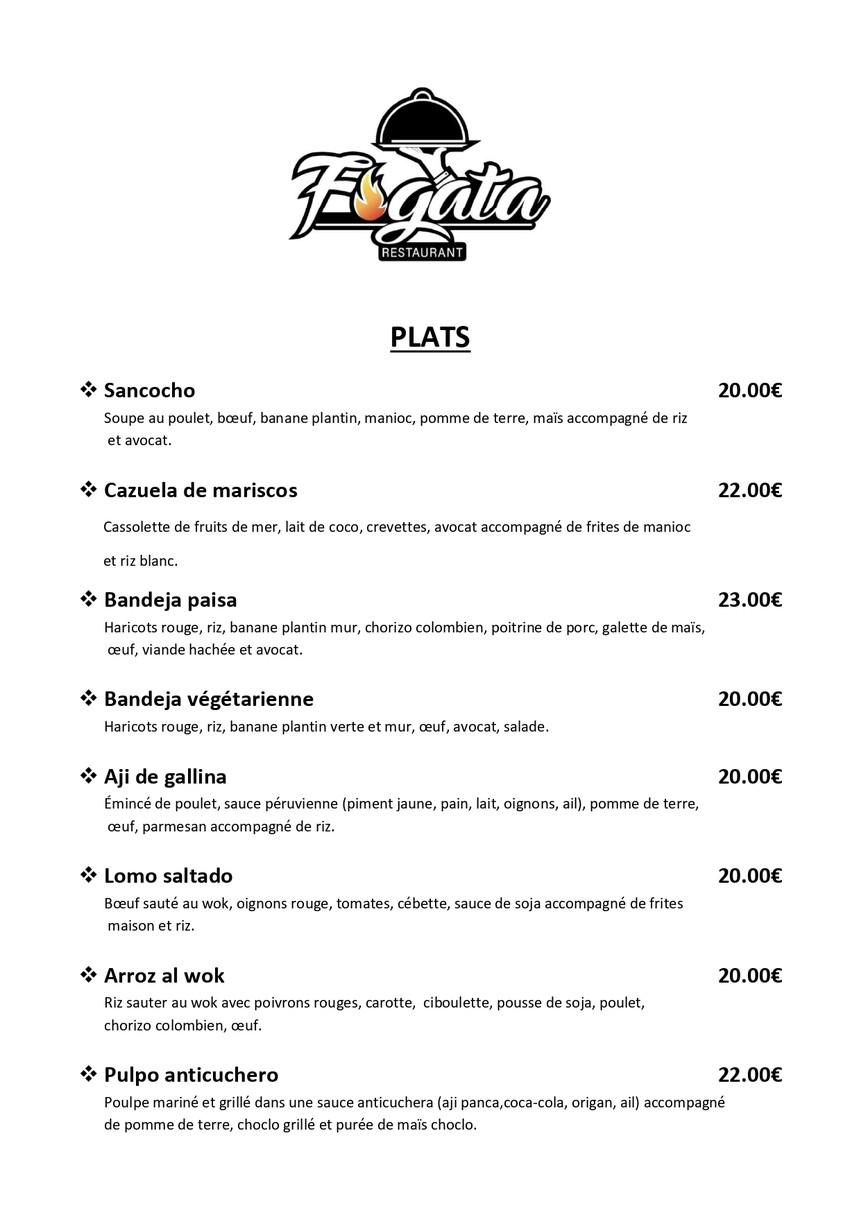 Fogata Latina menu 3
