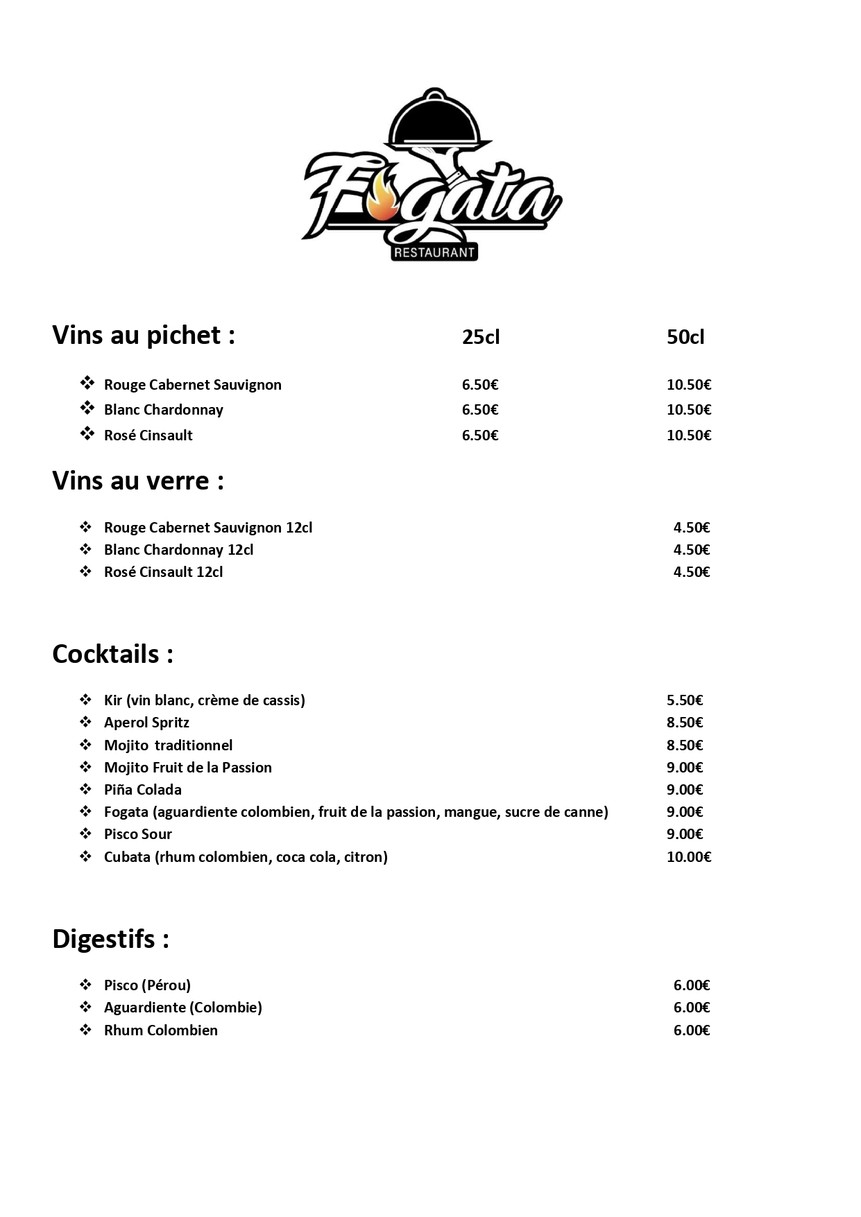 Fogata Latina menu 6