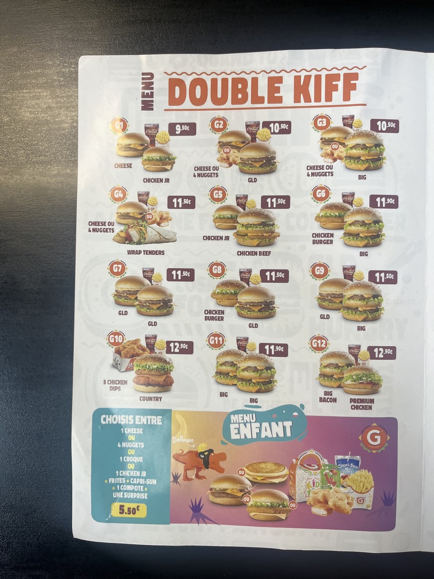 G La Dalle menu 3