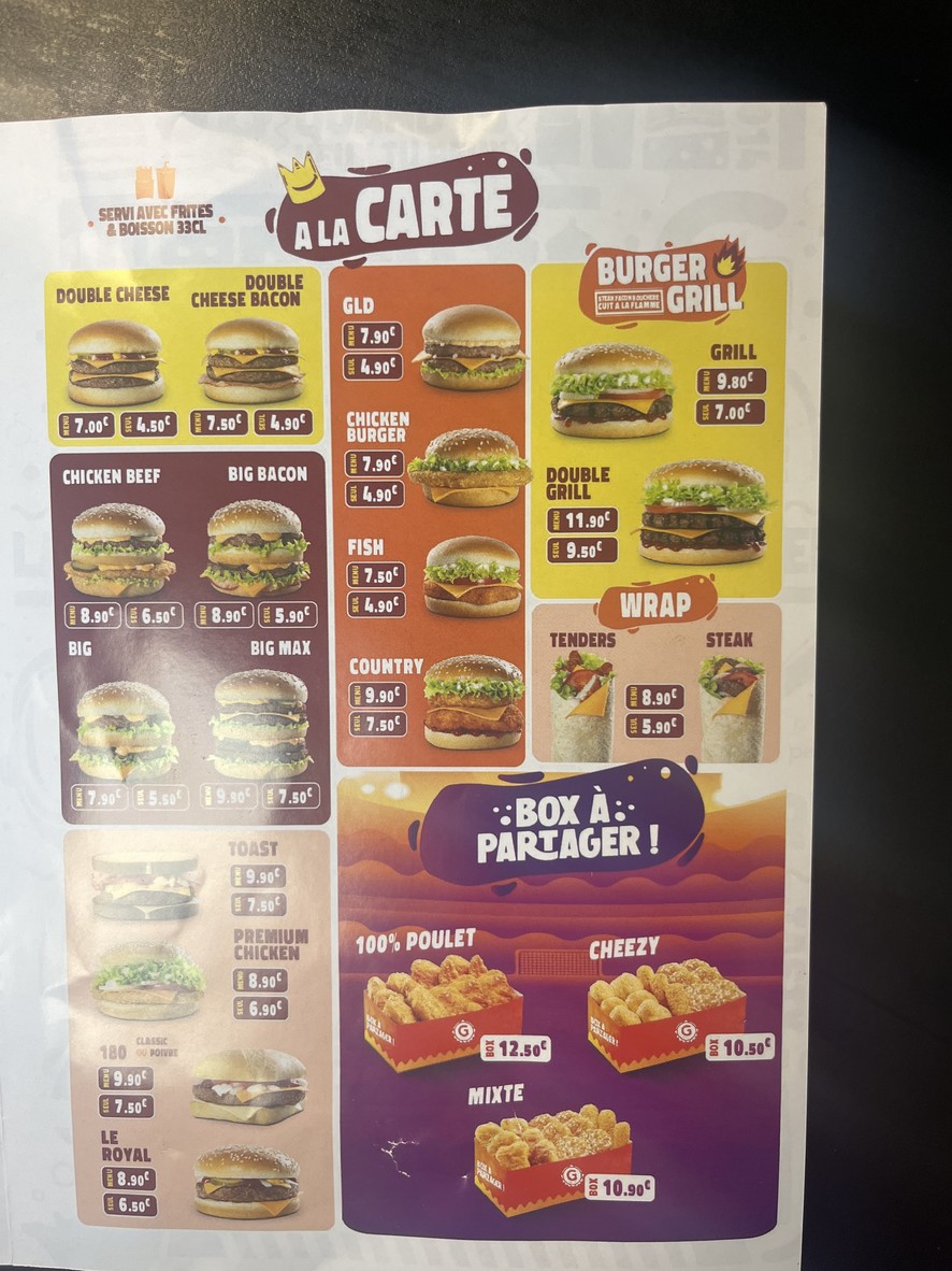 G La Dalle menu 4
