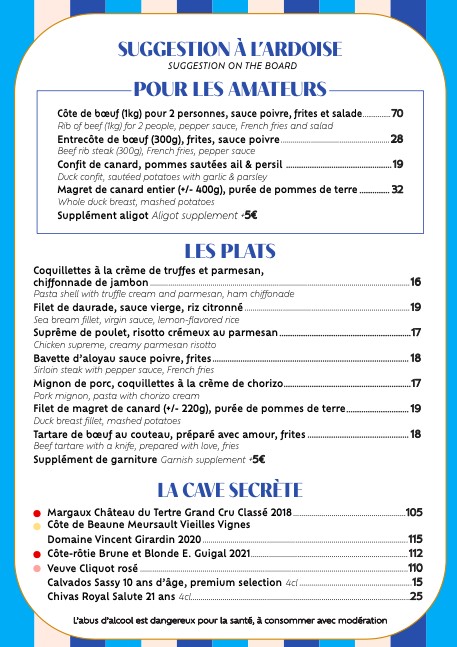Les Artisans menu 3