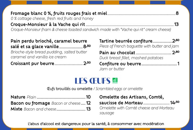 Les Artisans menu 4