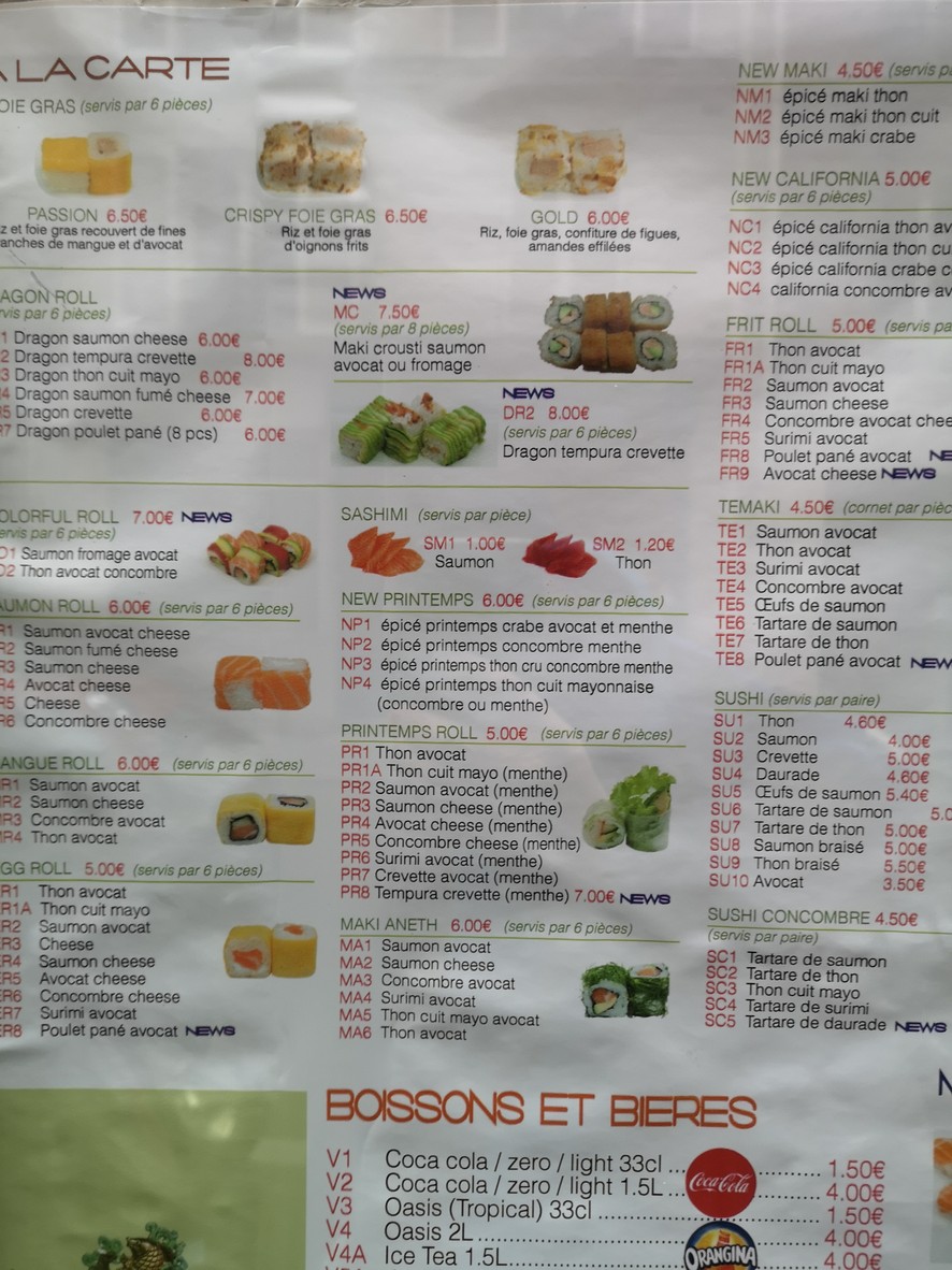 Jean Sushi menu 2