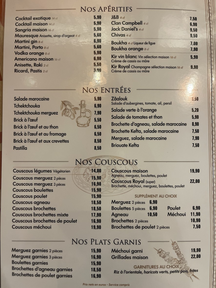 Restaurant Le Maroc menu 2