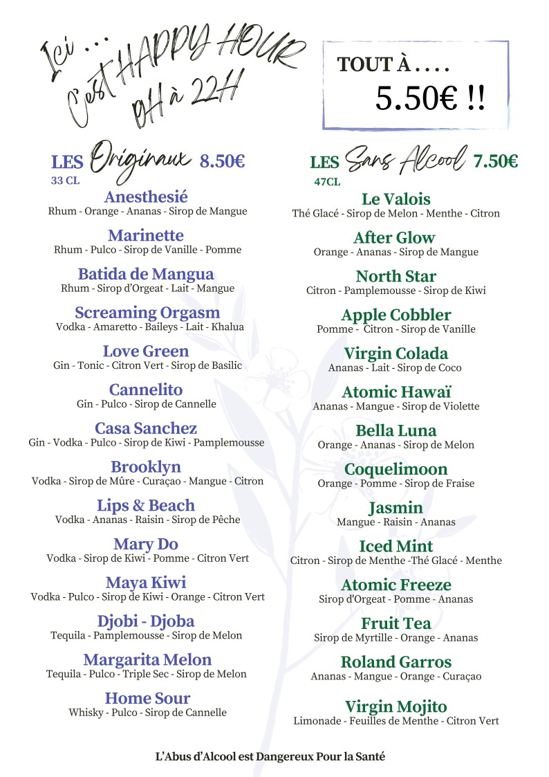 Le Valois menu 6