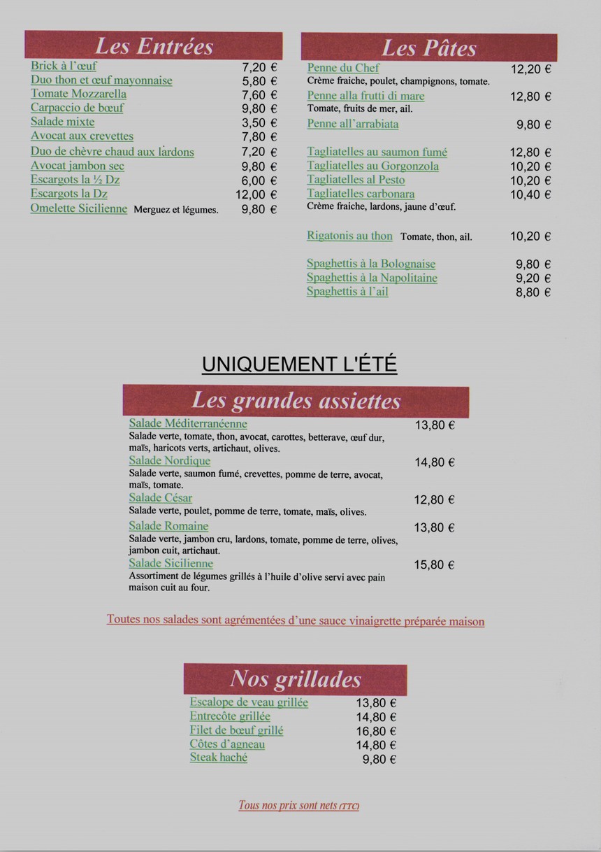 La Méditerranée menu 1