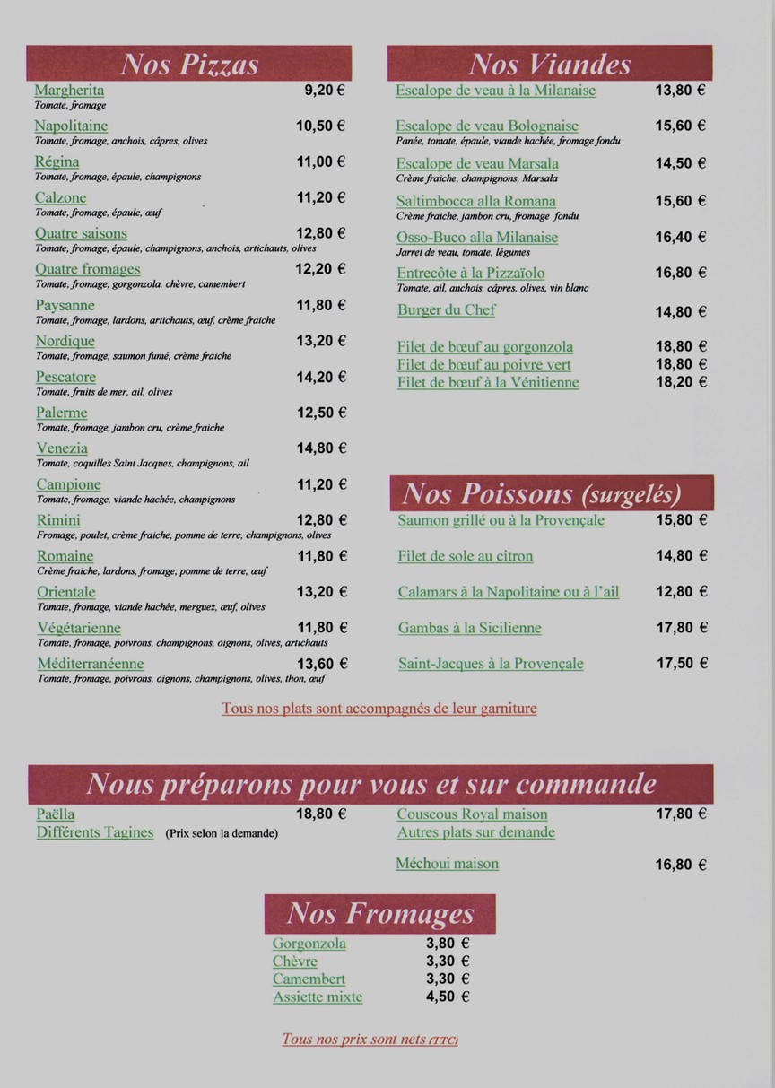 La Méditerranée menu 2
