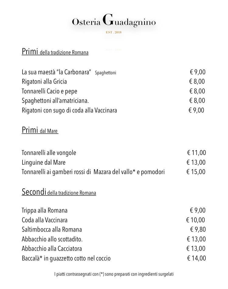Guadagnino Bar Pasticceria Tavola Calda (Roma Giustiniana) menu 2