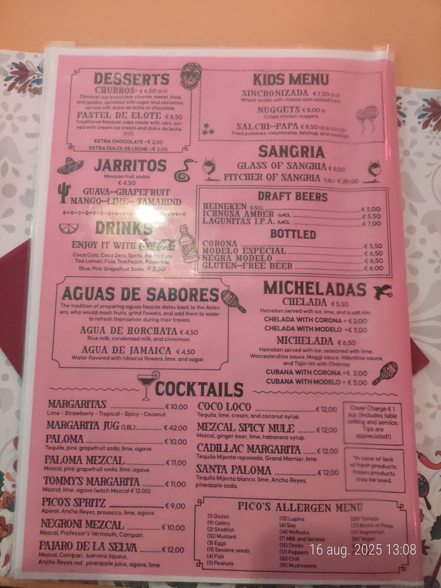 Pico's Trastevere Sabor a Mexico menu 4