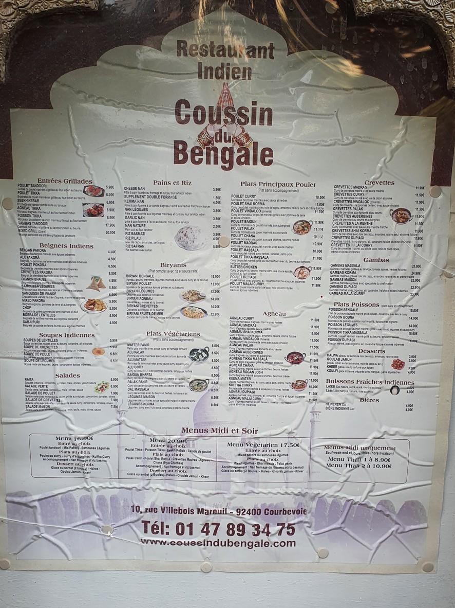 Coussin du Bengale menu 1