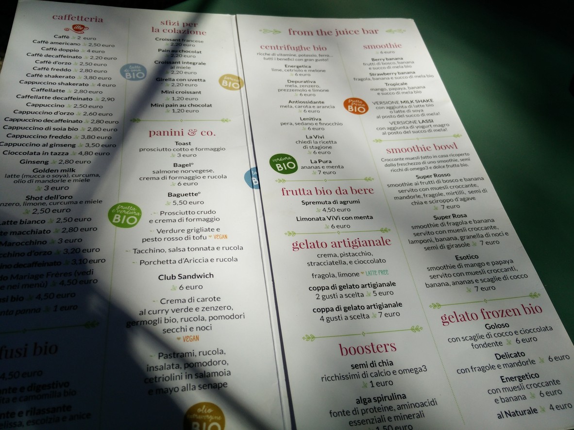 ViVi – Villa Pamphili menu 1