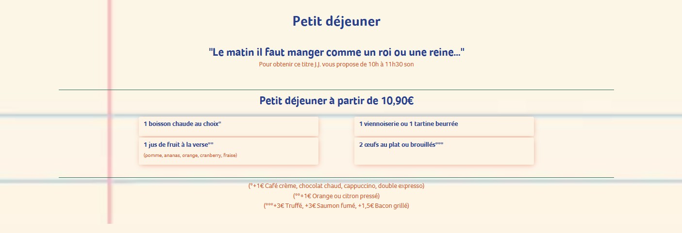 Chez JJ menu 1