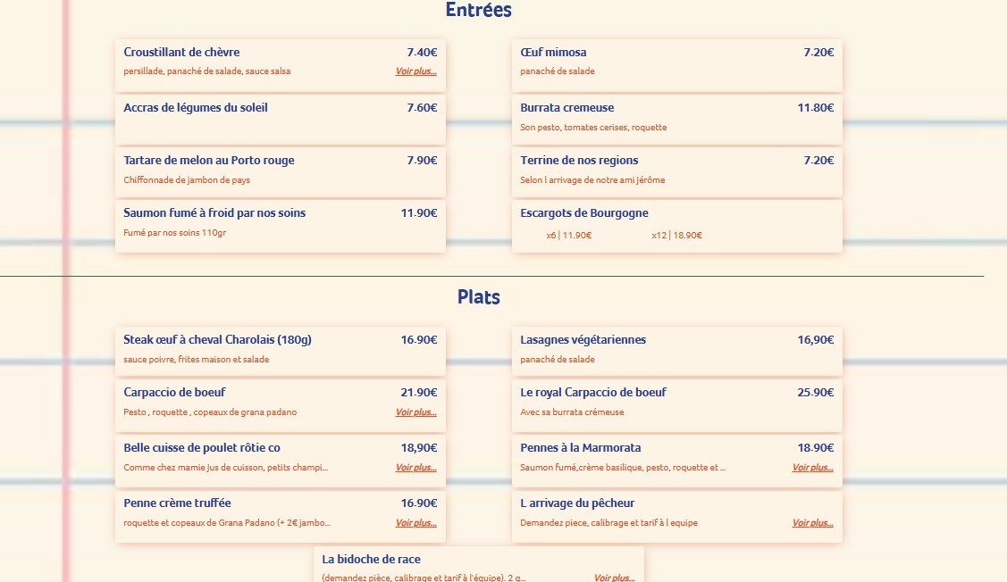 Chez JJ menu 2