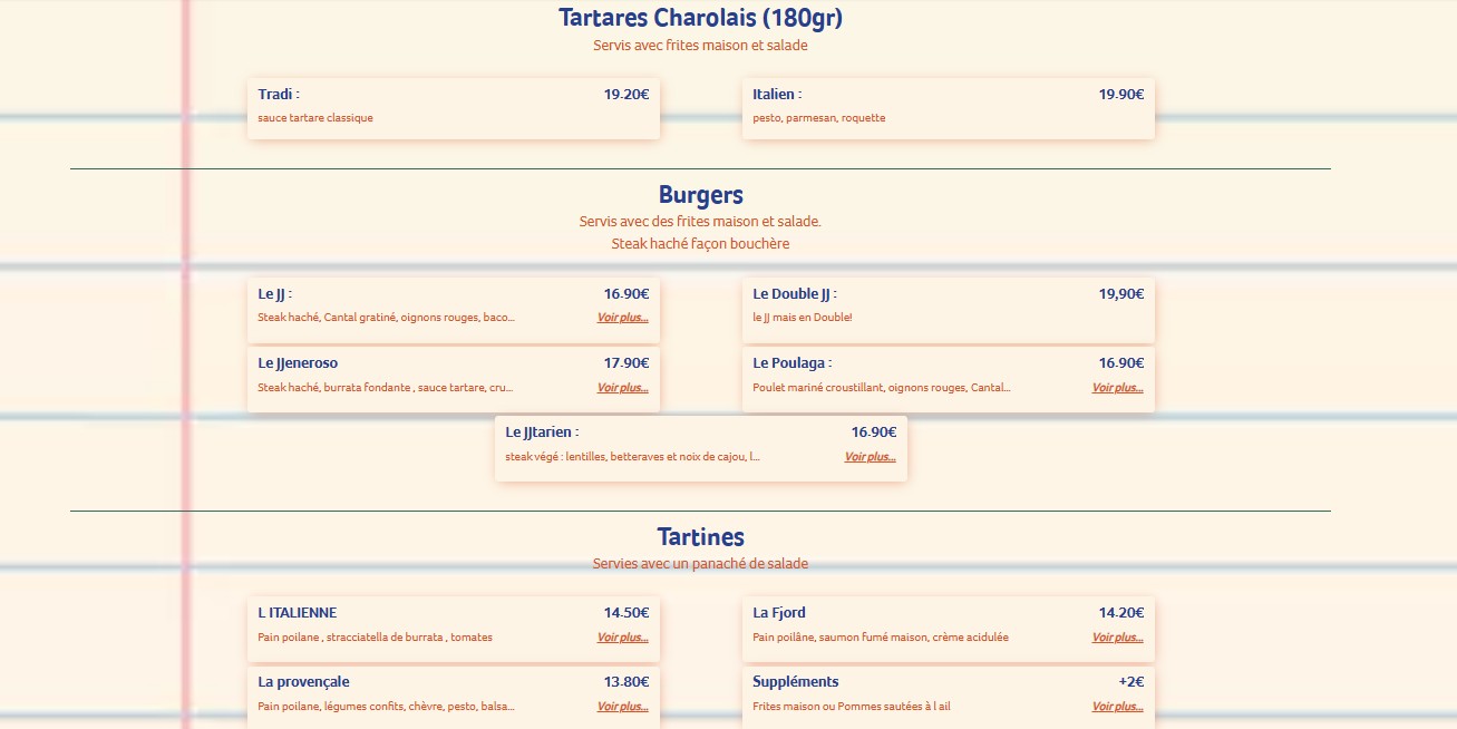 Chez JJ menu 3