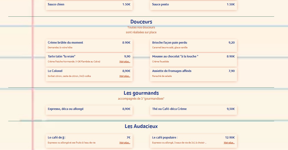 Chez JJ menu 6