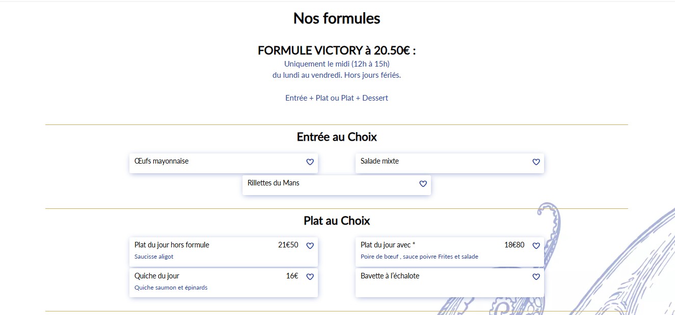Le Victory menu 1