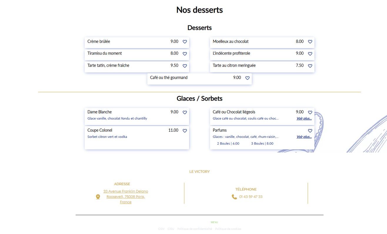 Le Victory menu 5