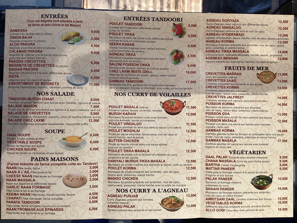 Chez Laxmi menu 1