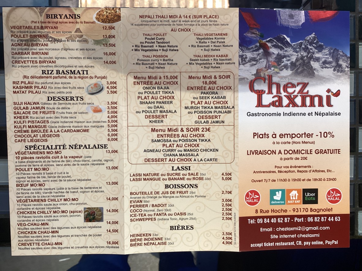 Chez Laxmi menu 2