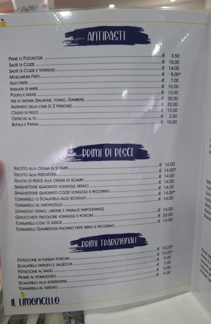 Ristorante Il Limoncello menu 1