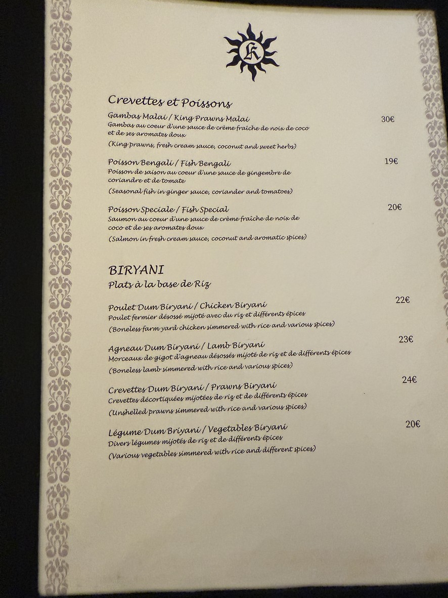 Khajuraho menu 3