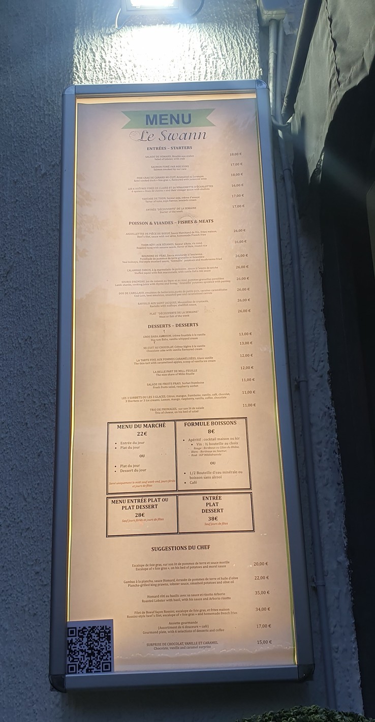 Le Swann menu 1