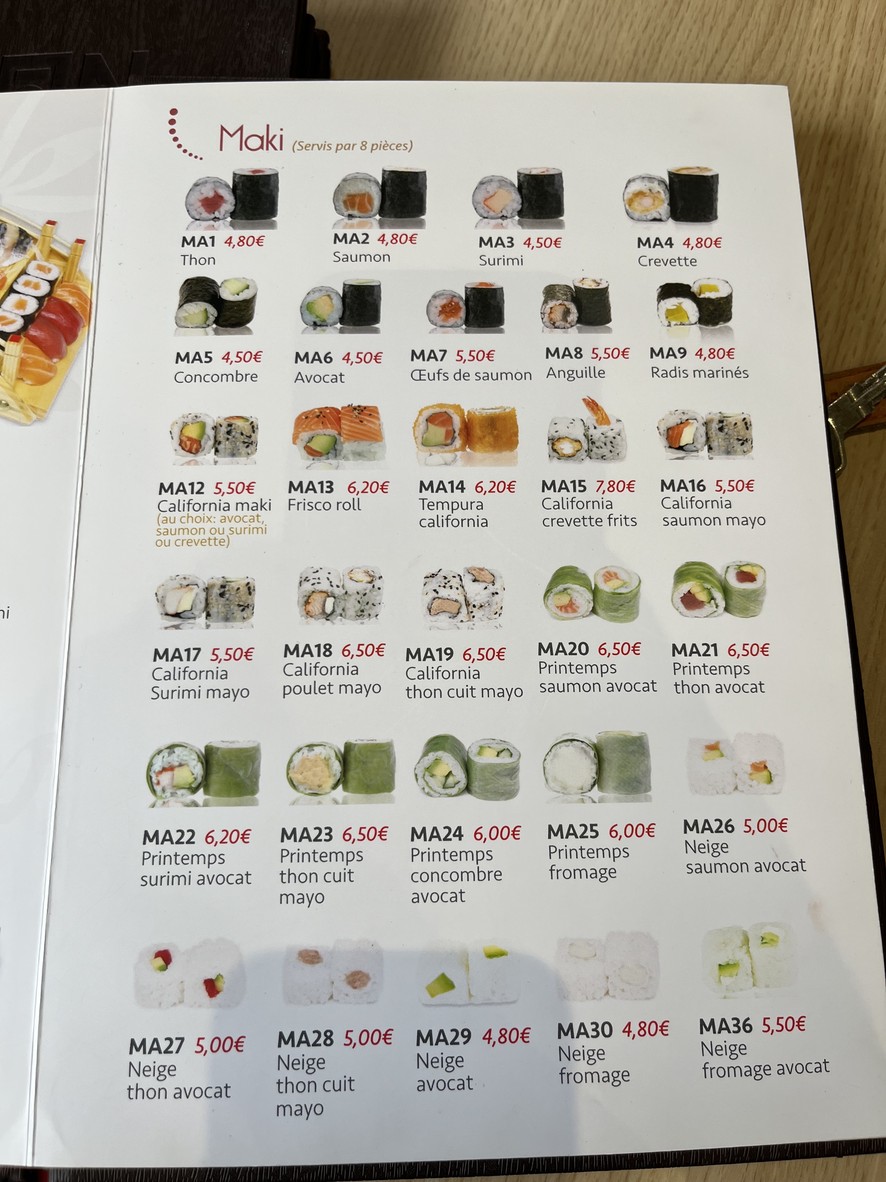 Thon Nagasaki menu 1