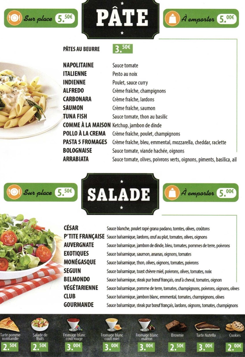 Le Snack menu 1