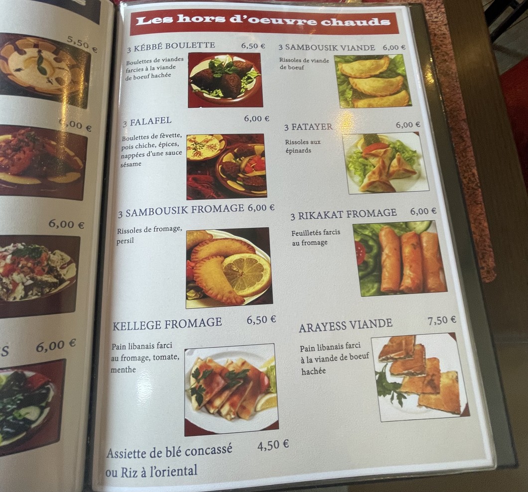 Place du Liban menu 2