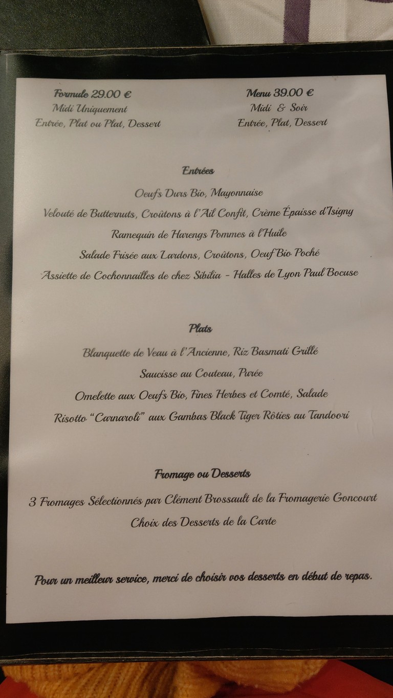 Auberge Pyrénées Cévennes menu 2