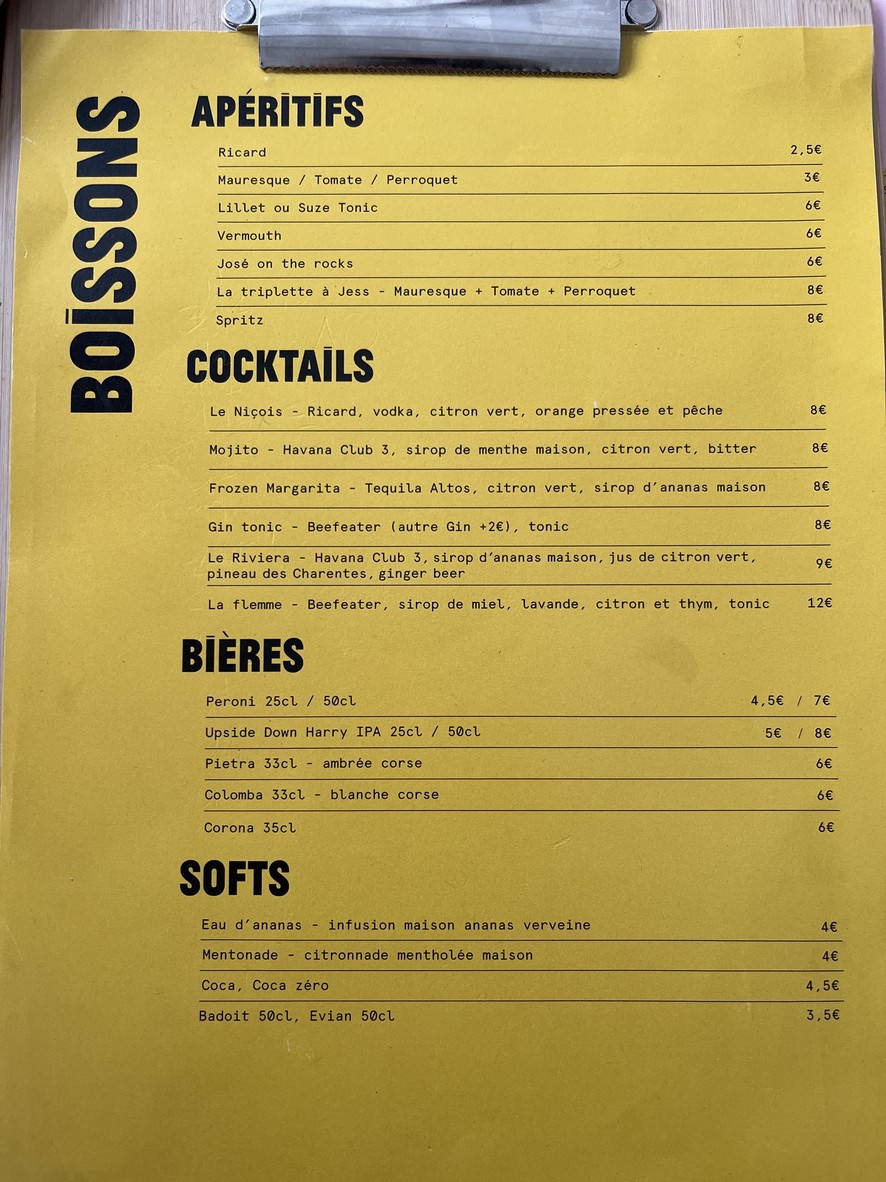 Les Niçois menu 2