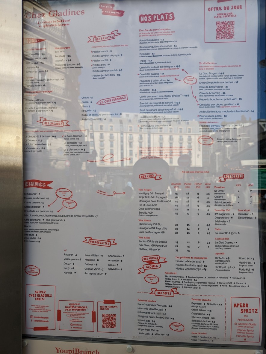 Chez Gladines menu 1