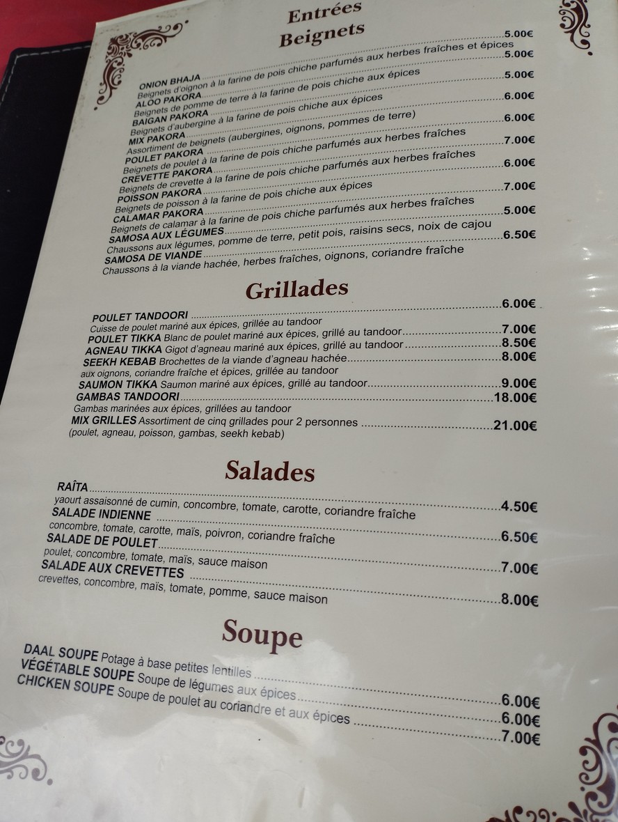 Restaurant Namaste Himalaya Les Lilas menu 3